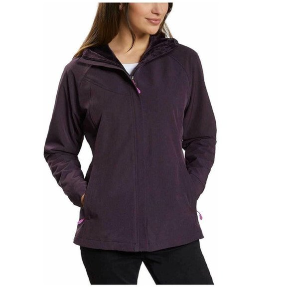 Kirkland Signature Jackets & Blazers - Kirkland Signature Women's Fleece Lined Softshell Hooded Full Zip Jacket--Plum